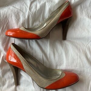 J Crew Orange Tan Brown Heels